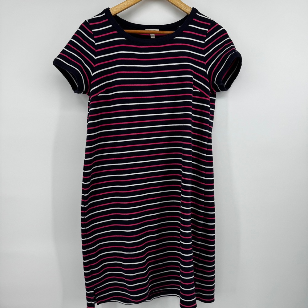 Talbots Womens Navy Pink White Striped Cotton Short Sleeve T-Shirt Dress Size S - Picture 7 of 10